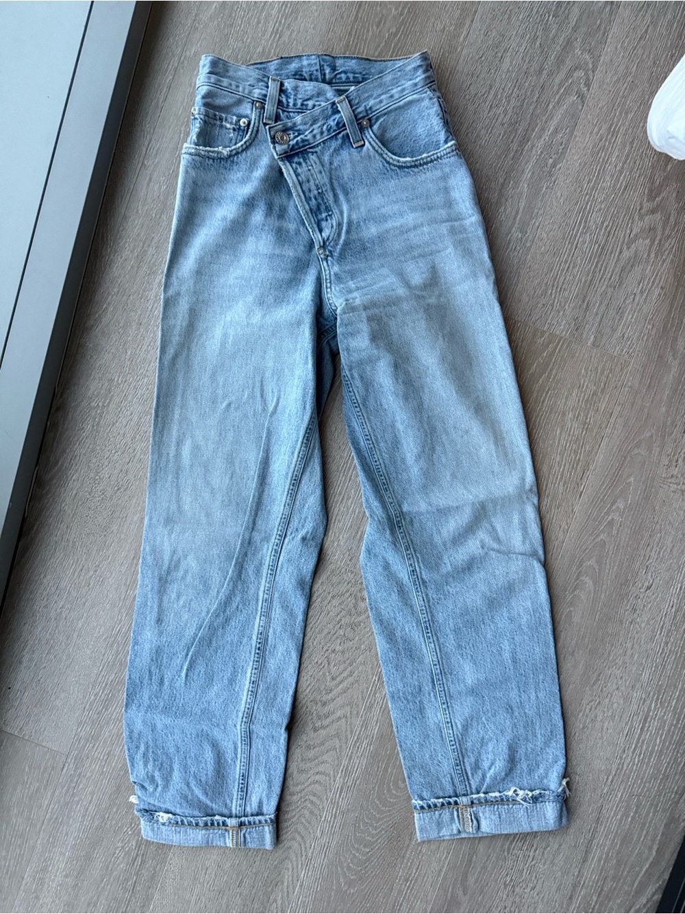 Agolde Criss Cross Light Wash Straight Leg Jeans
